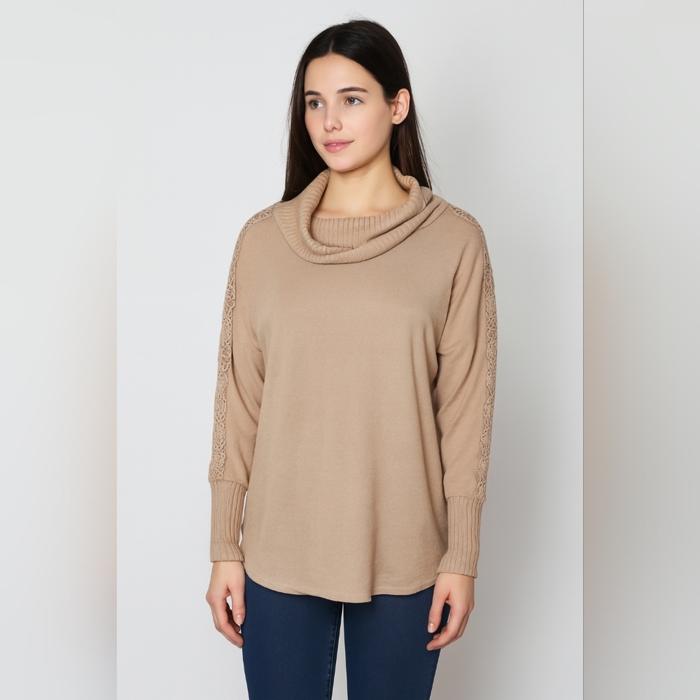NWT COMO BLU Brown Christmas Long sleeve Chenelle Soft Cozy Elegant top (#431)